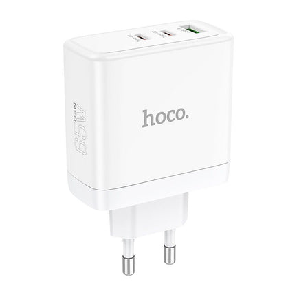 HOCO N30 hálózati töltő, 65W, 3.25A, 1 x USB-A - 2 x USB-C, fehér