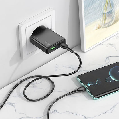 HOCO N38 Hálózati töltő, 20W, 3A, 1 x USB-A - 1 x USB-C, Fekete