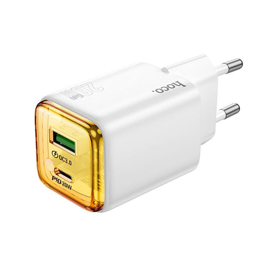 HOCO N52 hálózati töltő, 20W, 3A, 1 x USB-A - 1 x USB-C, Fehér