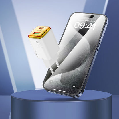 HOCO N52 hálózati töltő, 20W, 3A, 1 x USB-A - 1 x USB-C, Fehér