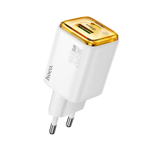 HOCO N52 hálózati töltő, 20W, 3A, 1 x USB-A - 1 x USB-C, Fehér