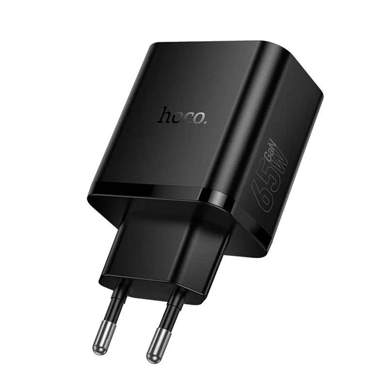 HOCO N75 hálózati töltő, 65W, 3A, 1 x USB-A - 2 x USB-C, Fekete