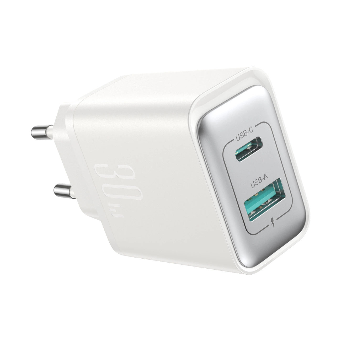 Joyroom JR-TCF15 hálózati töltő, 30W, 5A, 1 x USB-A - 1 x USB-C, Fehér