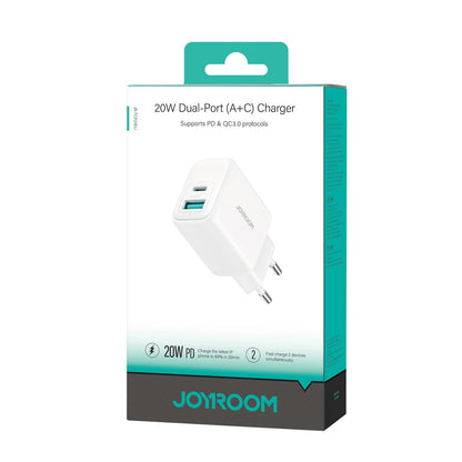 Joyroom JR-TCF21 hálózati töltő, 20W, 3A, 1 x USB-A - 1 x USB-C, fehér