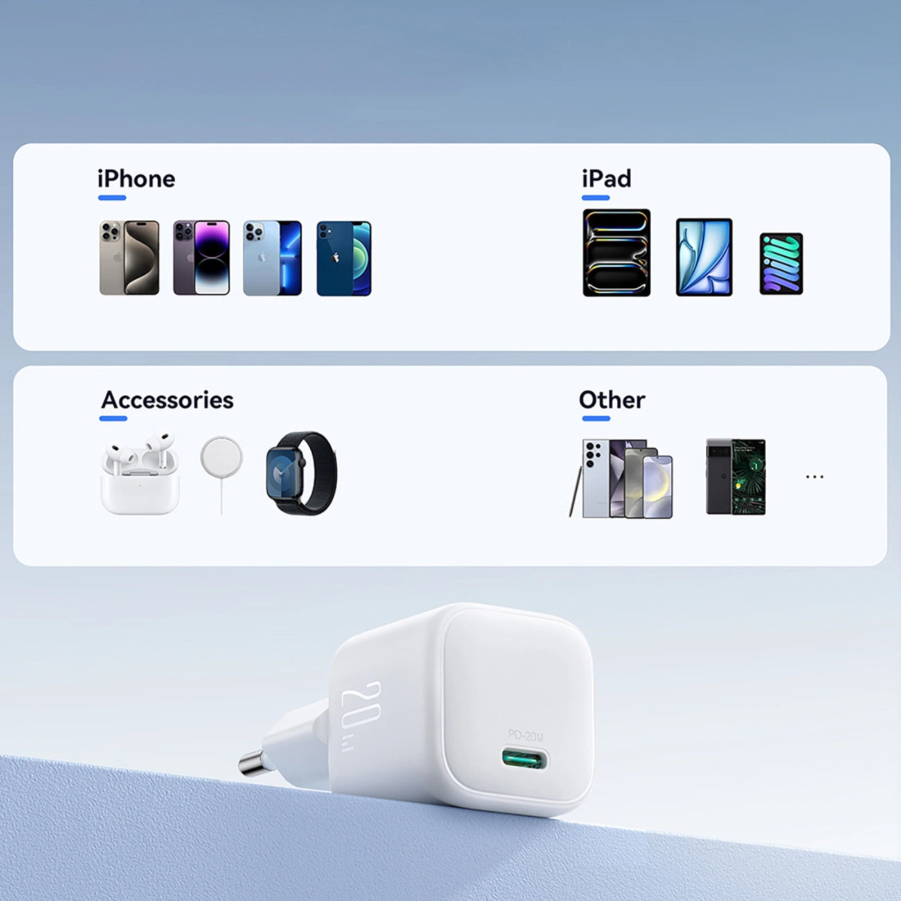Joyroom JR-TCG08 hálózati töltő, 20W, 3A, 1 x USB-C, Fehér