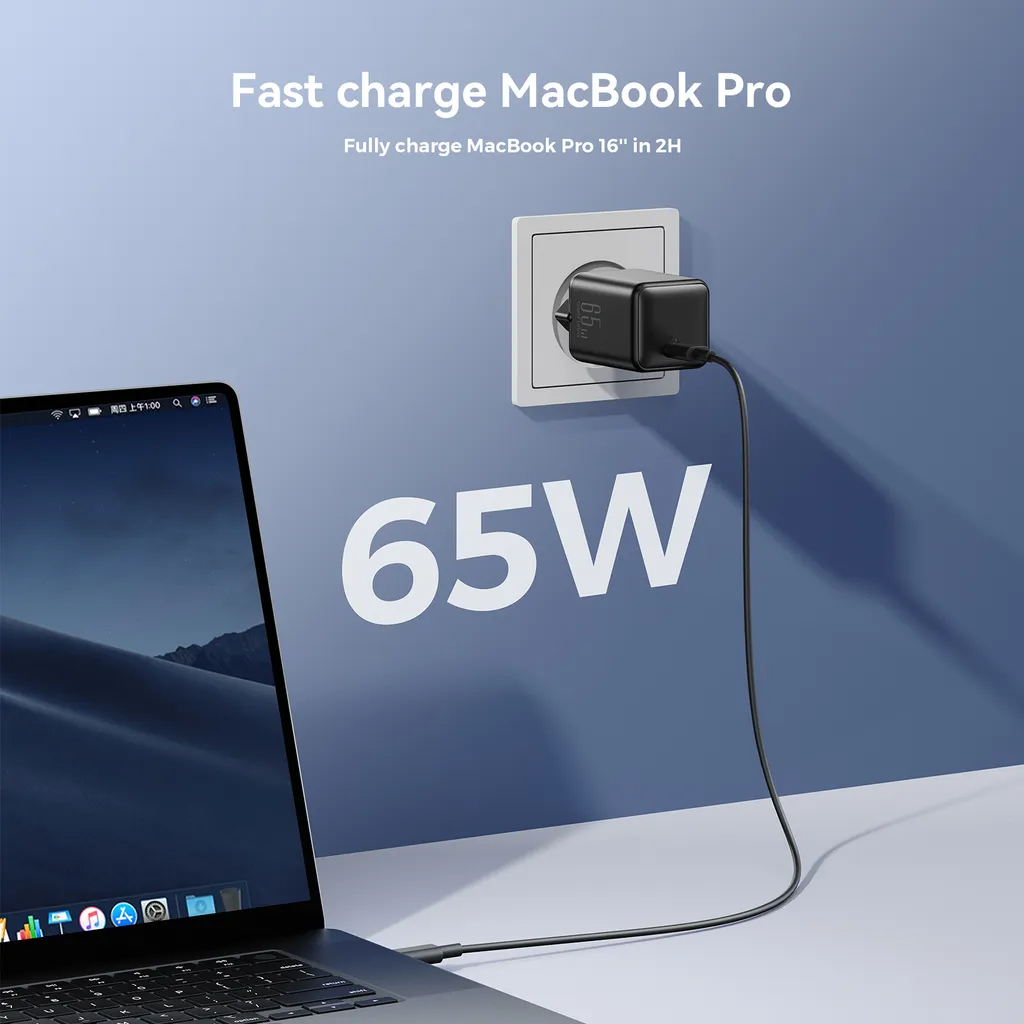 Joyroom JR-TCG18 hálózati töltő, 65W, 3.25A, 1 x USB-C, Fekete