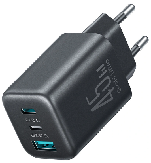Joyroom JR-TO1 hálózati töltő, 45W, 3A, 1 x Lightning - 1 x USB-A - 1 x USB-C, Fekete