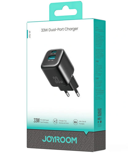 Joyroom JR-TG7 hálózati töltő, 33W, 3A, 1 x USB-A - 1 x USB-C, Fekete