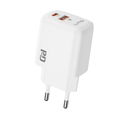 Lito LC28 hálózati töltő, 20W, 3A, 1 x USB-A - 1 x USB-C, fehér