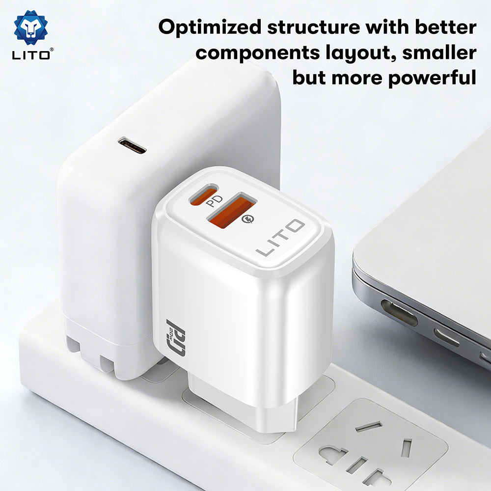 Lito LC28 hálózati töltő, 20W, 3A, 1 x USB-A - 1 x USB-C, fehér
