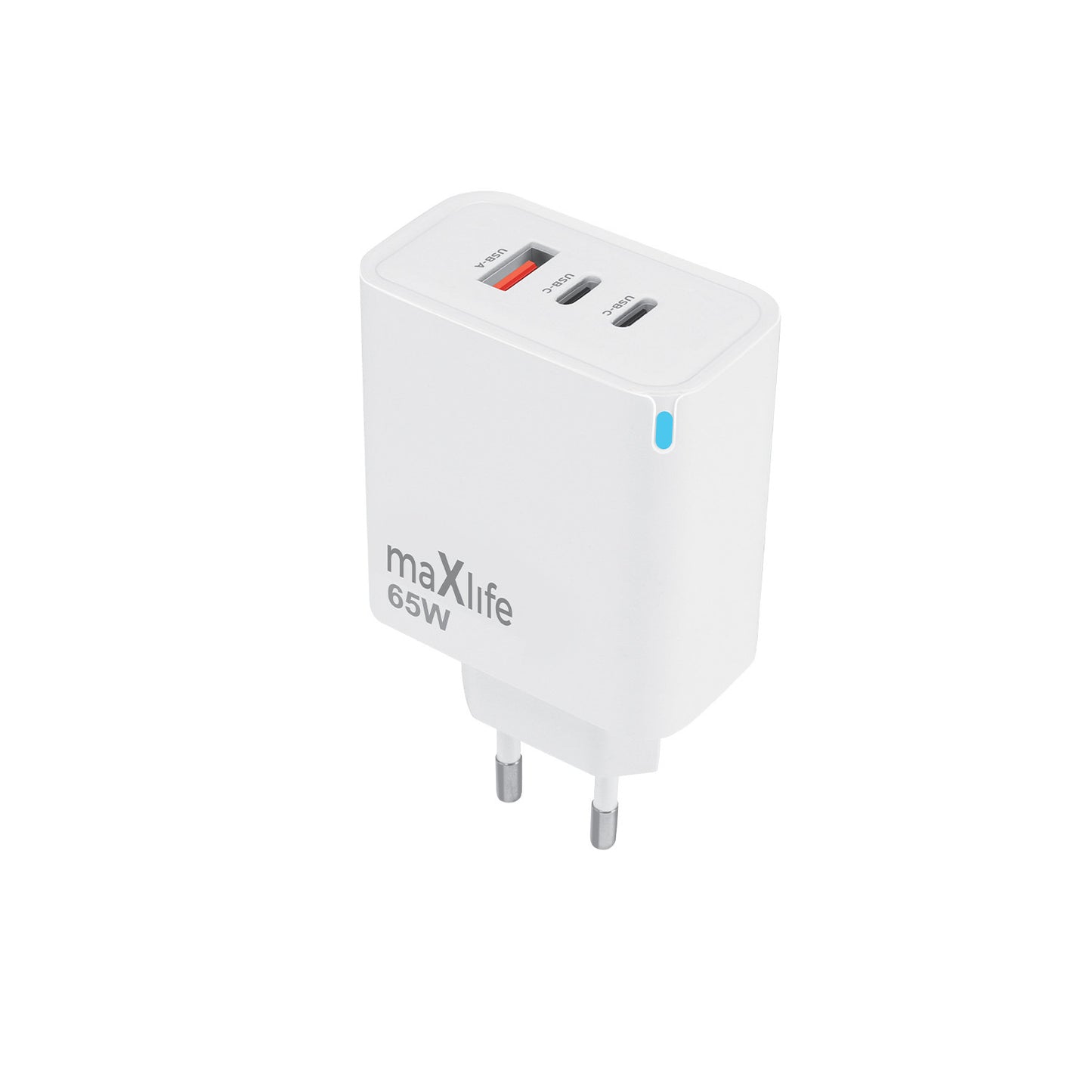 MaXlife MXTC-09-65ACC hálózati töltő, 65W, 3.25A, 1 x USB-A - 2 x USB-C, Fehér
