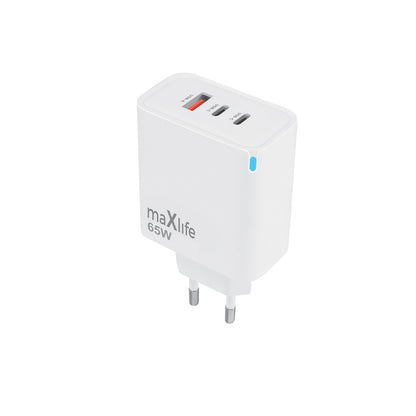 MaXlife MXTC-09-65ACC hálózati töltő, 65W, 3.25A, 1 x USB-A - 2 x USB-C, Fehér