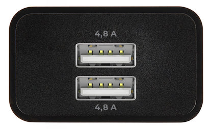 MaXlife MXTC-12 hálózati töltő, 24W, 2.4A, 2 x USB-A, Fekete