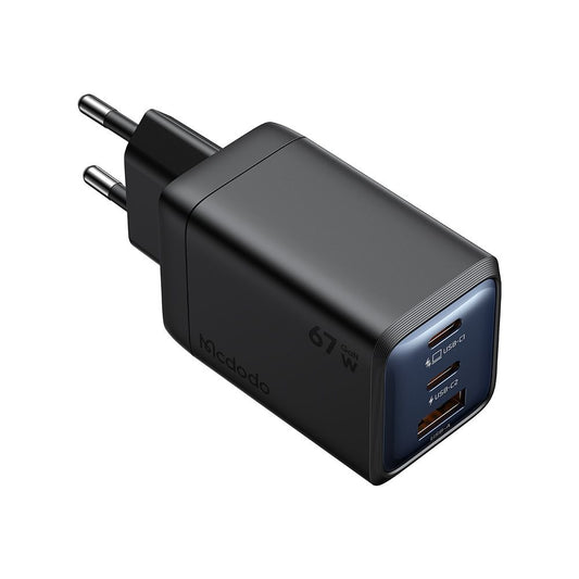 McDodo CH-0970 Gana Mini hálózati töltő, 67W, 3A, 1 x USB-A - 2 x USB-C, fekete