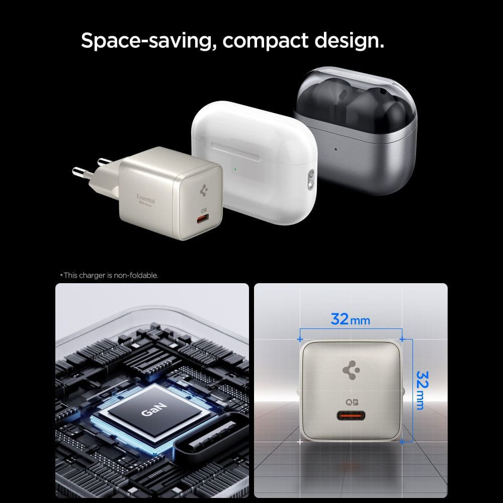 Spigen EE301EU Essential hálózati töltő, 30W, 3A, 1 x USB-C, Titán szürke ACH10448