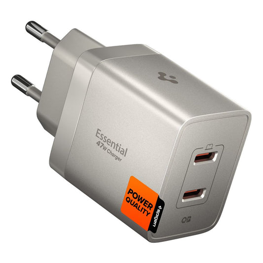Spigen EE472EU Essential hálózati töltő, 47W, 3A, 2 x USB-C, Titán szürke ACH10451