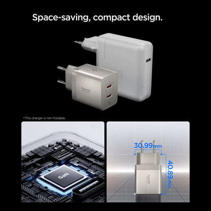 Spigen EE472EU Essential hálózati töltő, 47W, 3A, 2 x USB-C, Titán szürke ACH10451