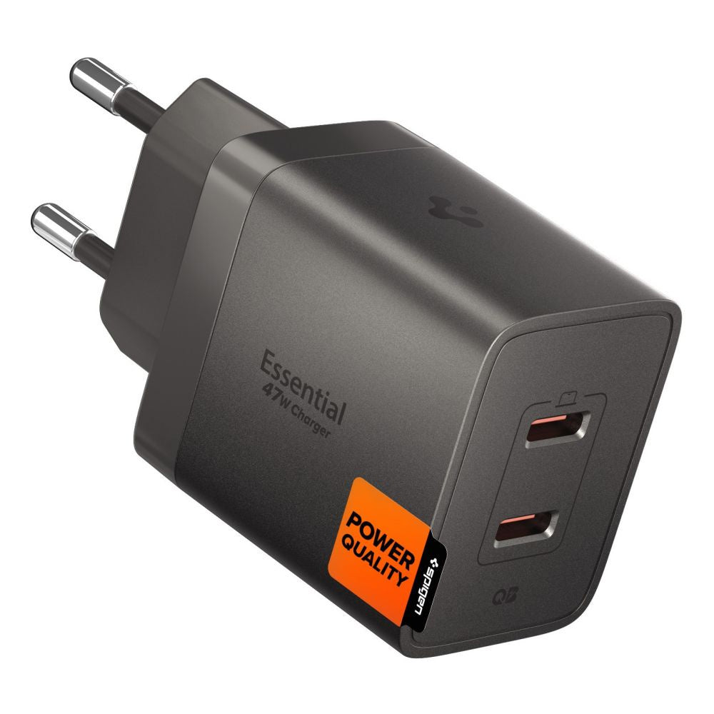 Spigen EE472EU Essential hálózati töltő, 47W, 3A, 2 x USB-C, Szürke ACH10450