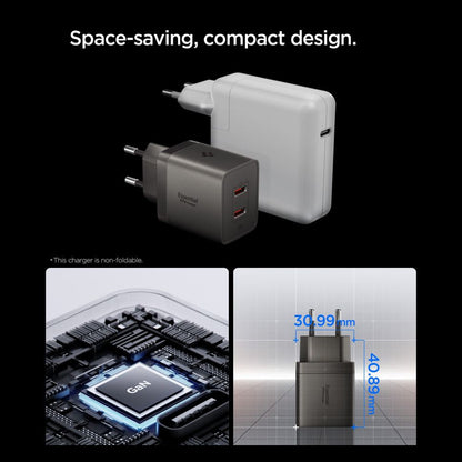 Spigen EE472EU Essential hálózati töltő, 47W, 3A, 2 x USB-C, Szürke ACH10450