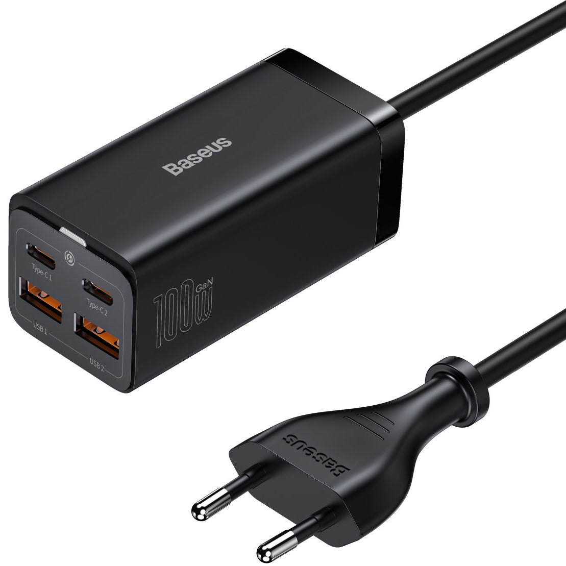Baseus GaN3 Pro töltőállomás, 100W, 5A, 2 x USB-A - 2 x USB-C, Fekete CCGP000101