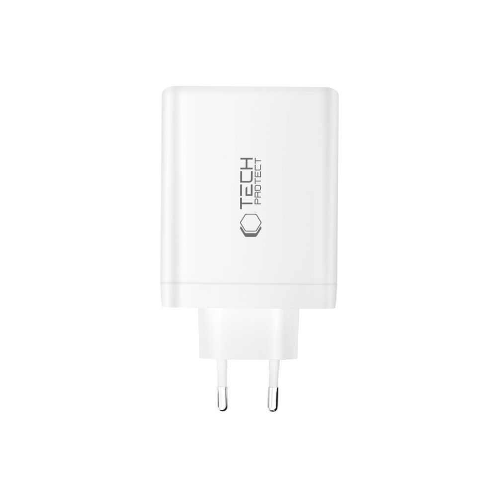Tech-Protect NC140W-GAN hálózati töltő, 140W, 5A, 1 x USB-A - 3 x USB-C, Fehér