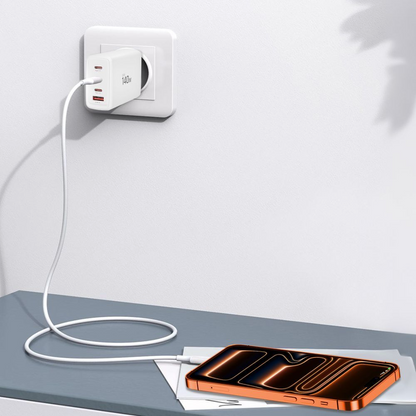 Tech-Protect NC140W-GAN hálózati töltő, 140W, 5A, 1 x USB-A - 3 x USB-C, Fehér