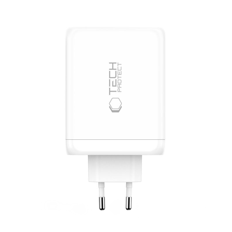Tech-Protect NC200W-GAN hálózati töltő, 200W, 5A, 1 x USB-A - 3 x USB-C, Fehér