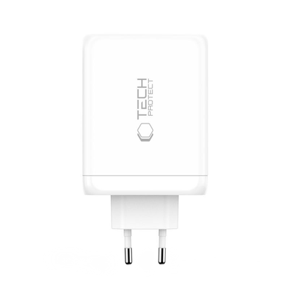 Tech-Protect NC200W-GAN hálózati töltő, 200W, 5A, 1 x USB-A - 3 x USB-C, Fehér
