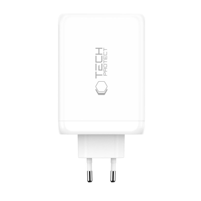 Tech-Protect NC240W-GAN hálózati töltő, 240W, 5A, 1 x USB-A - 3 x USB-C, Fehér