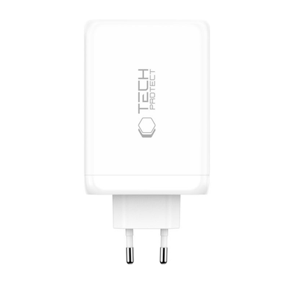 Tech-Protect NC240W-GAN hálózati töltő, 240W, 5A, 1 x USB-A - 3 x USB-C, Fehér