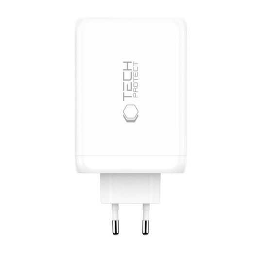 Tech-Protect NC240W-GAN hálózati töltő, 240W, 5A, 1 x USB-A - 3 x USB-C, Fehér