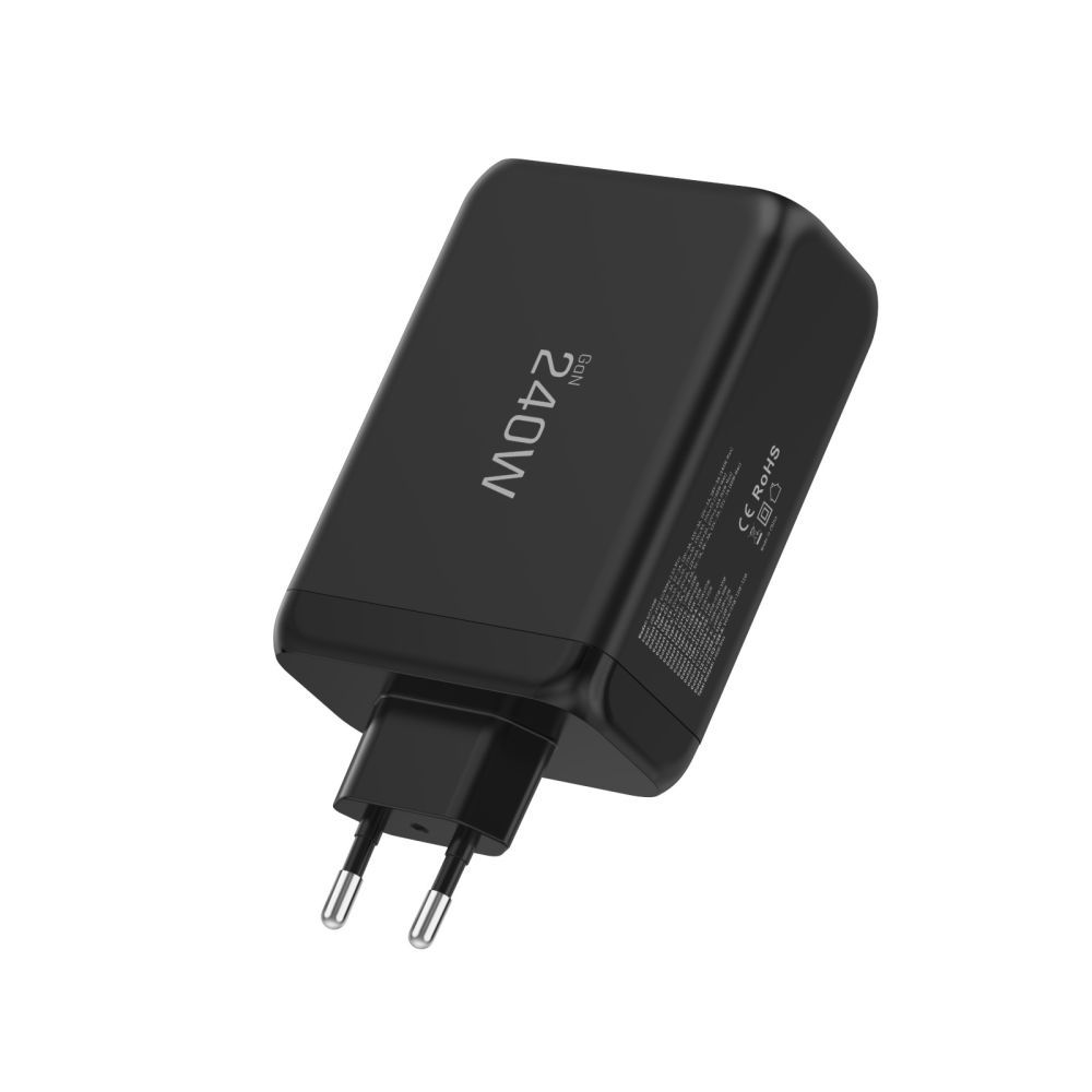 Tech-Protect NC240W-GAN Hálózati Töltő, 240W, 5A, 1 x USB-A - 3 x USB-C, Fekete