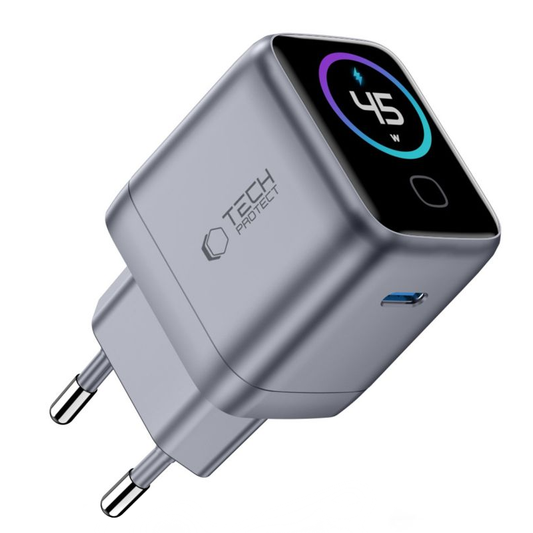 Tech-Protect NC45W Display hálózati töltő, 45W, 3A, 1 x USB-C, szürke