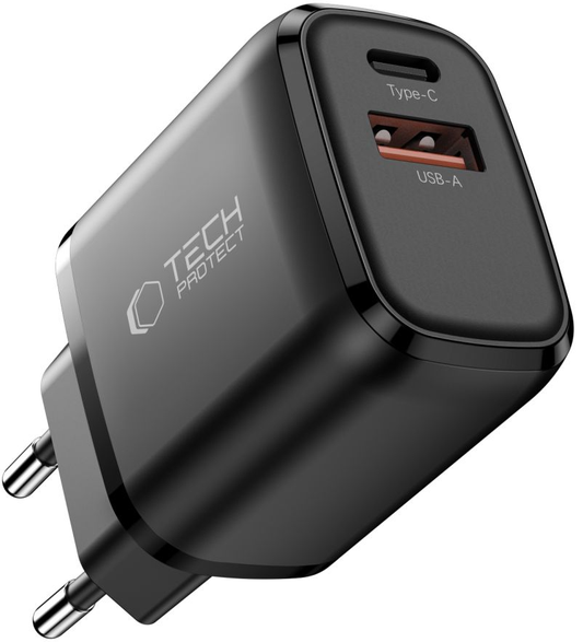 Tech-Protect NCA45W hálózati töltő, 45W, 3A, 1 x USB-A - 1 x USB-C, Fekete
