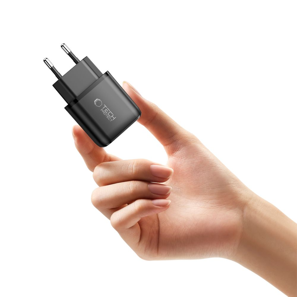 Tech-Protect NCA45W hálózati töltő, 45W, 3A, 1 x USB-A - 1 x USB-C, Fekete