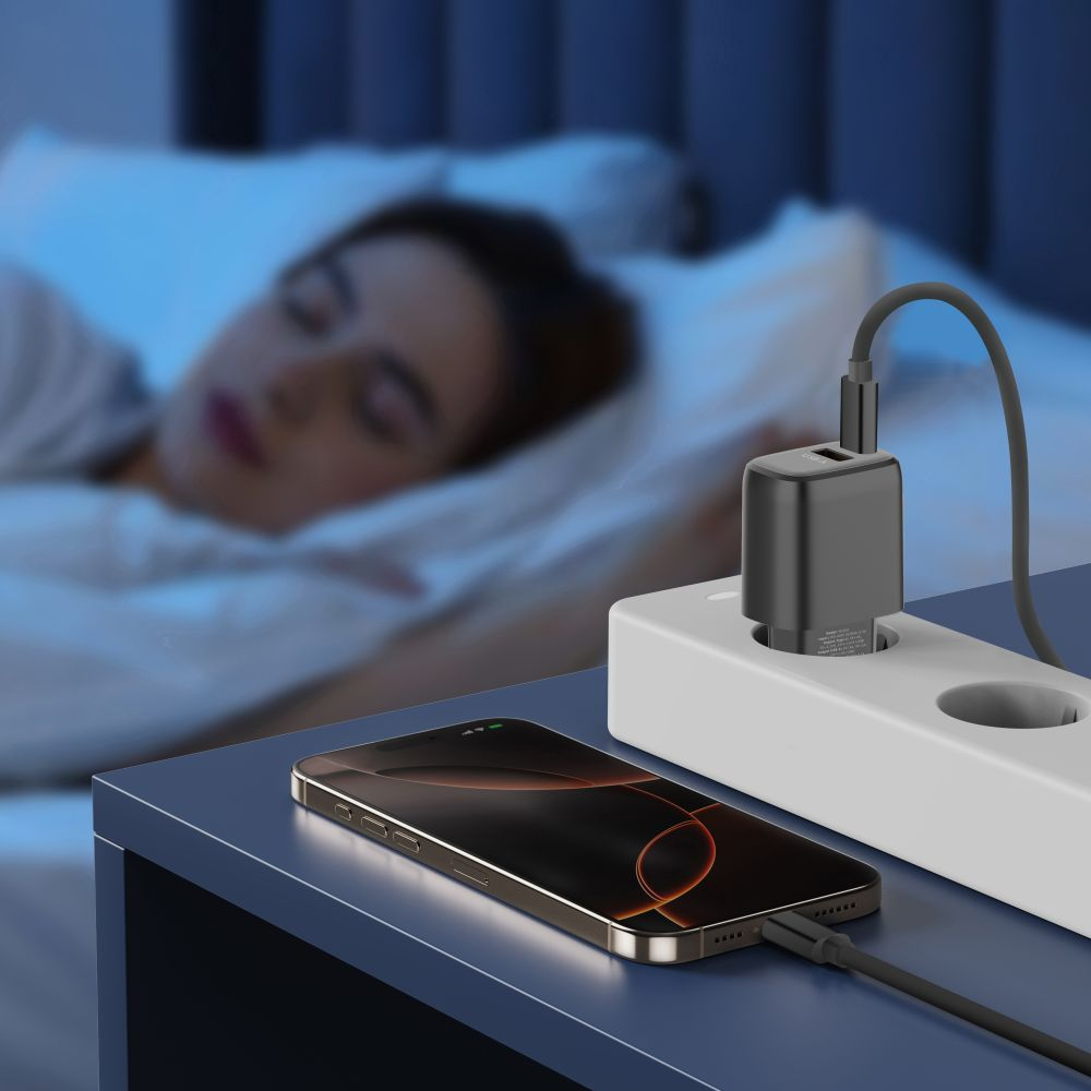 Tech-Protect NCA45W hálózati töltő, 45W, 3A, 1 x USB-A - 1 x USB-C, Fekete