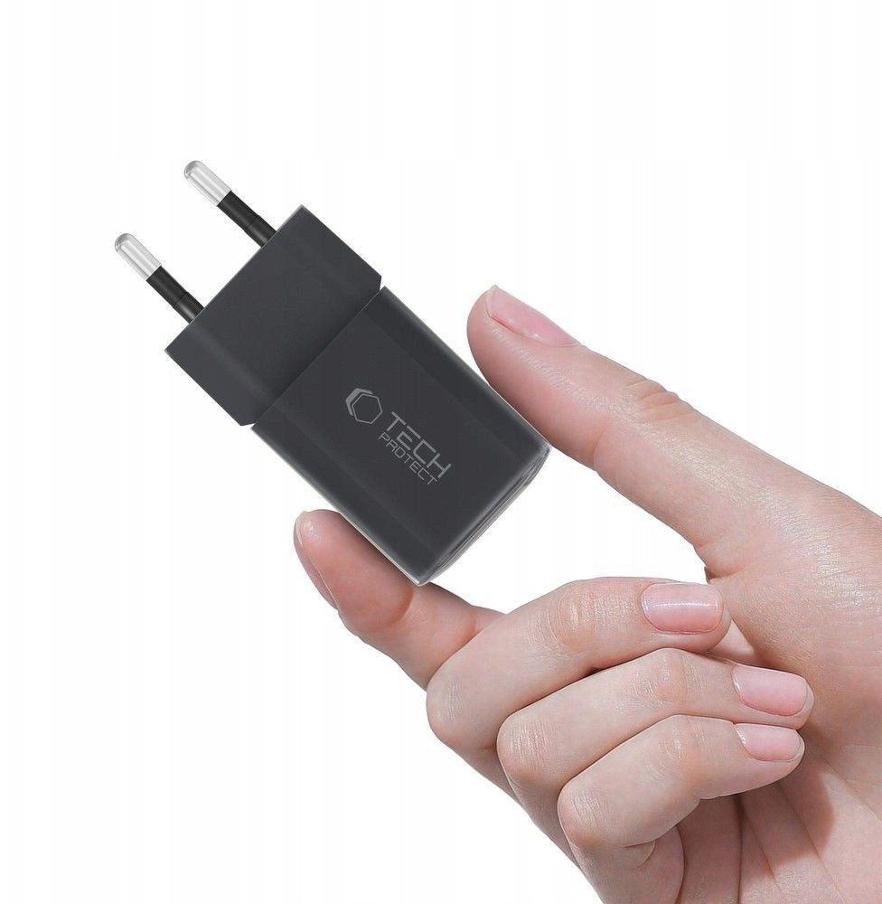 Tech-Protect NCM33W hálózati töltő, 33W, 3A, 1 x USB-A - 1 x USB-C, Fekete