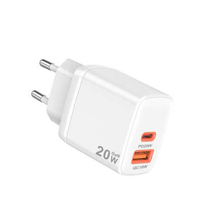 Techsuit CH2 Duonix hálózati töltő, 20W, 3A, 1 x USB-A - 1 x USB-C, Fehér