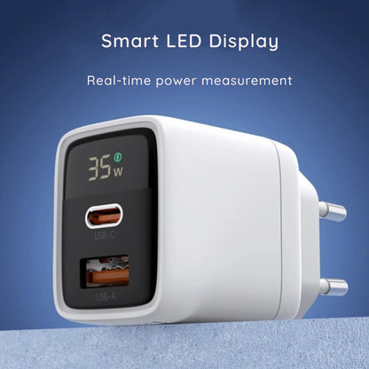 Techsuit CH3 LEDChargX Display hálózati töltő, 35W, 3A, 1 x USB-A - 1 x USB-C, fekete