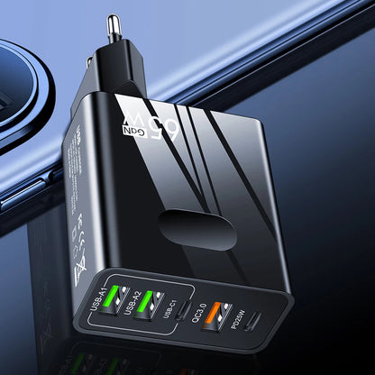 Techsuit CHC1 PentaXPower hálózati töltő, 25W, 3A, 3 x USB-A - 2 x USB-C, Fekete