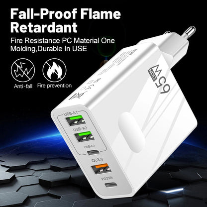 Techsuit CHC1 PentaXPower hálózati töltő, 25W, 3A, 3 x USB-A - 2 x USB-C, Fekete