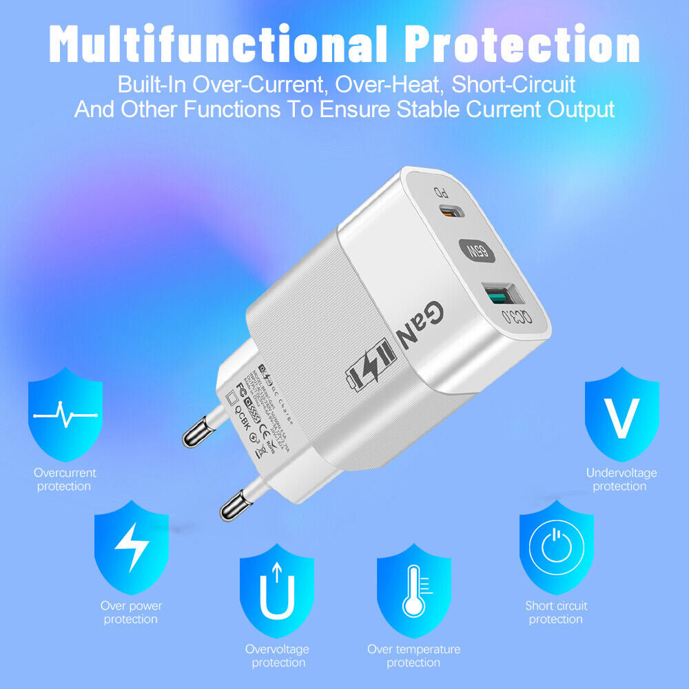 Techsuit CHPD131 hálózati töltő, 65W, 3.25A, 1 x USB-A - 1 x USB-C, Fehér