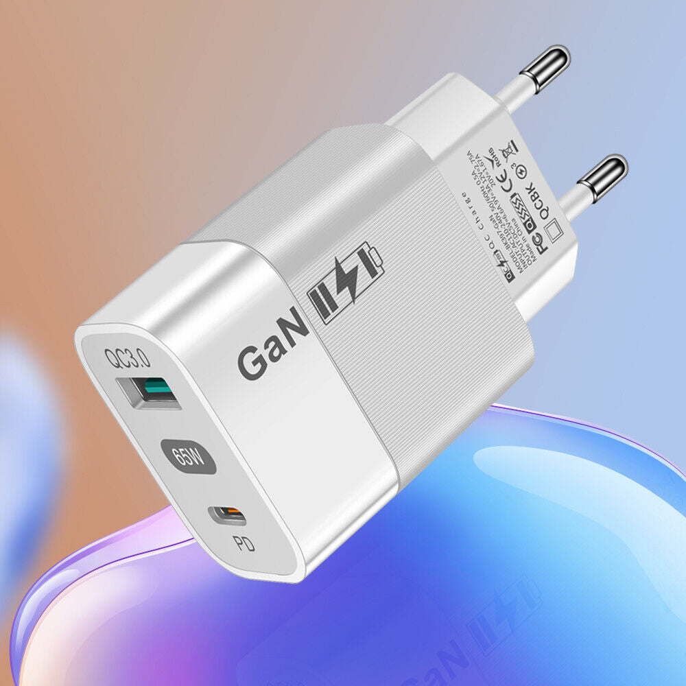 Techsuit CHPD131 hálózati töltő, 65W, 3.25A, 1 x USB-A - 1 x USB-C, Fehér