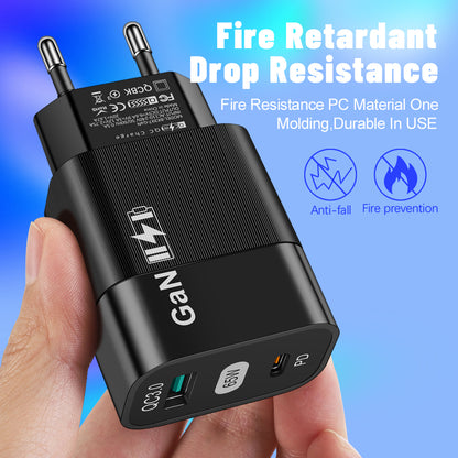 Techsuit CHPD131 hálózati töltő, 65W, 3.25A, 1 x USB-A - 1 x USB-C, Fekete