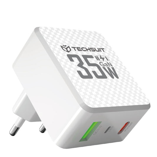 Techsuit CHPD173 Tiny hálózati töltő, 35W, 3A, 1 x USB-A - 1 x USB-C, fehér