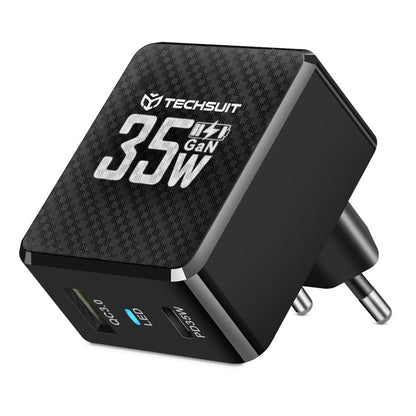 Techsuit CHPD173 Tiny hálózati töltő, 35W, 3A, 1 x USB-A - 1 x USB-C, fekete