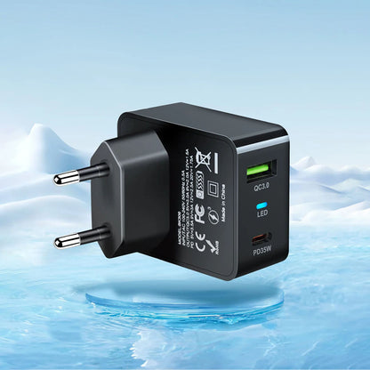 Techsuit CHPD173 Tiny hálózati töltő, 35W, 3A, 1 x USB-A - 1 x USB-C, fekete