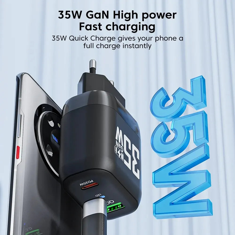 Techsuit CHPD174 hálózati töltő, 35W, 3A, 1 x USB-A - 1 x USB-C, fehér