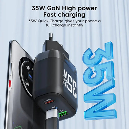 Techsuit CHPD174 hálózati töltő, 35W, 3A, 1 x USB-A - 1 x USB-C, fehér