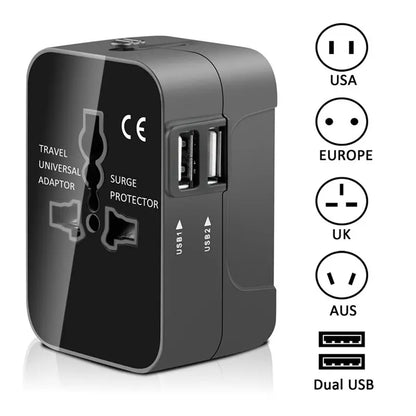 Techsuit HHT202 Travel hálózati töltő, 10W, 2A, 2 x USB-A, Fekete